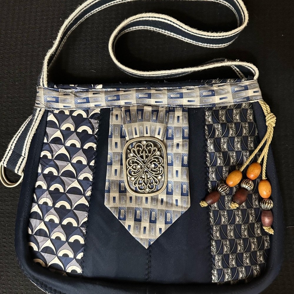 Stylish Navy Patchwork Crossbody Bag - image 2